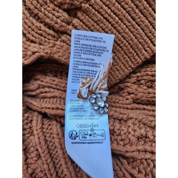 Anthropologie Maeve Turtleneck Balloon-Sleeve Bow Sweater Sz MP Petite Brown - Picture 11 of 15